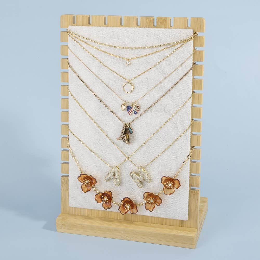 Multi Tier Bamboo Necklace Display Stand