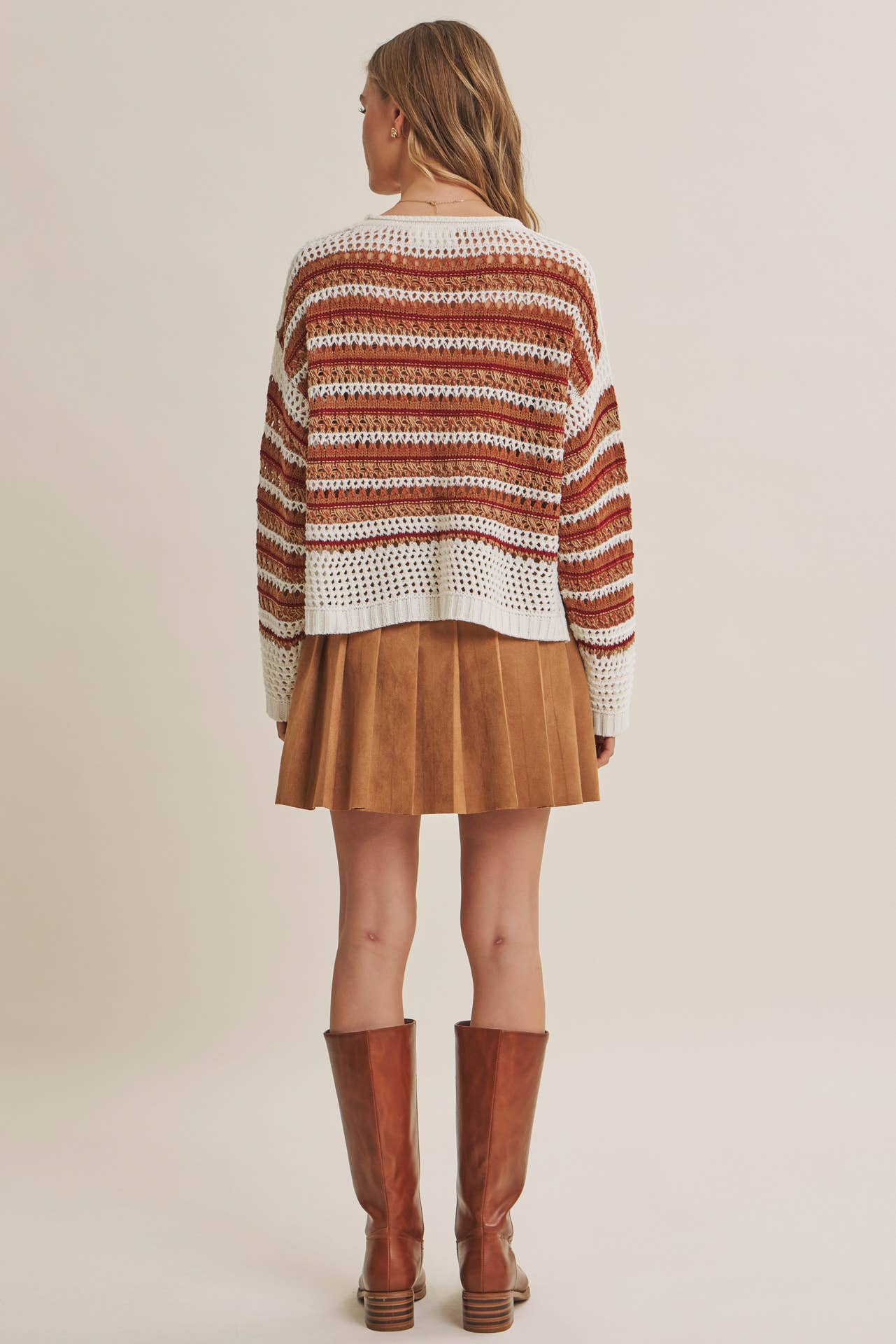 SUNSET DRIVE RELAXED FIT AIRY OPEN-KNIT CROCHET SWEATER