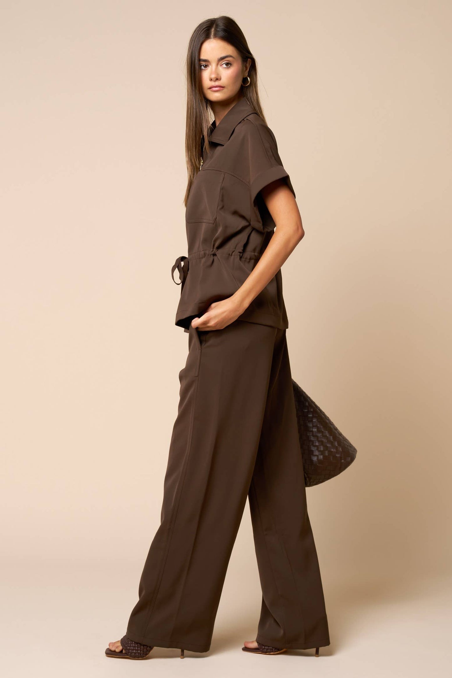 Wide Leg Draw String Pants With Pockets