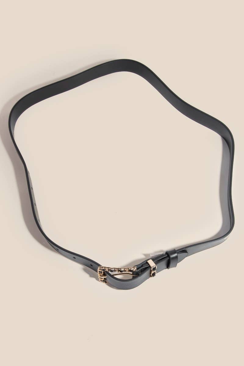Chain Braid Buckle Leather Belt