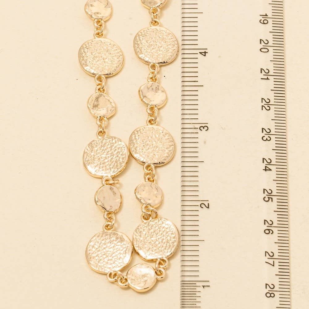 Mixed Textured Coins Long Chain Necklace