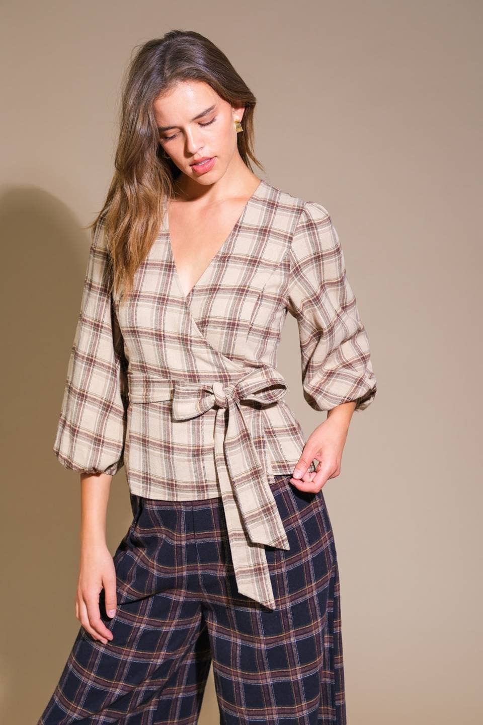 Demure Plaid Top