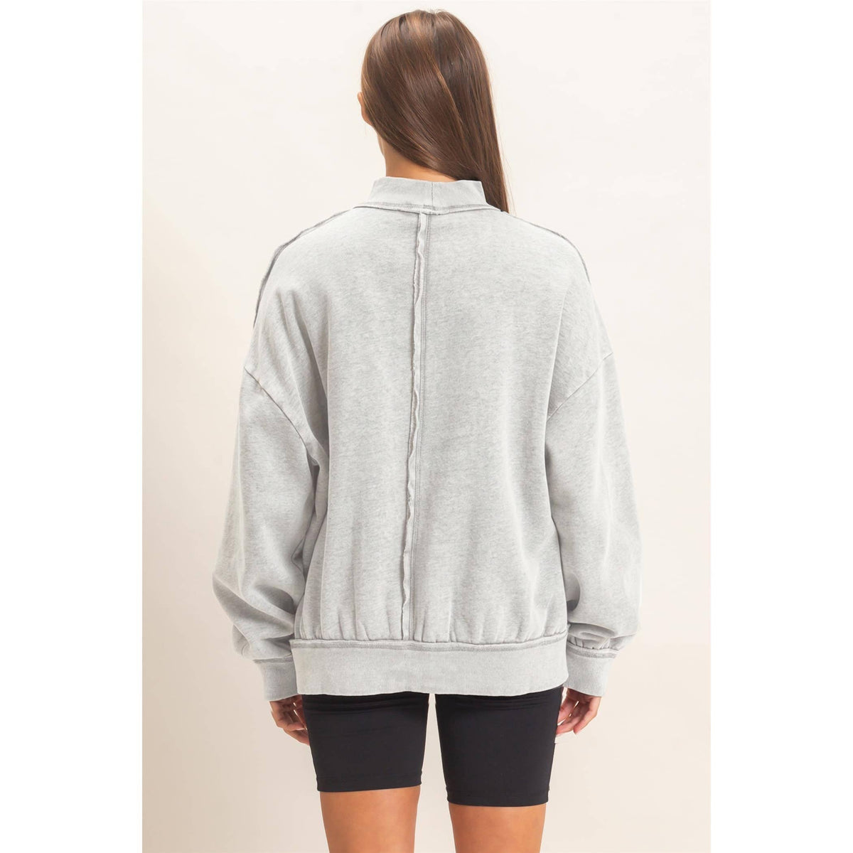 Acid Washed Mock Neck Sweatshirt
