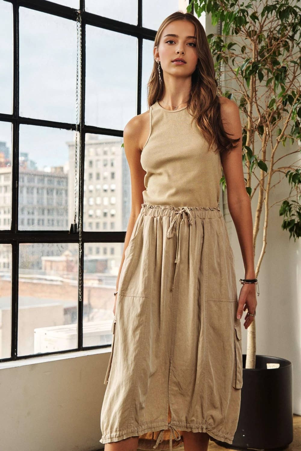 DRAWSTRING WASHED DRESS - CED3481