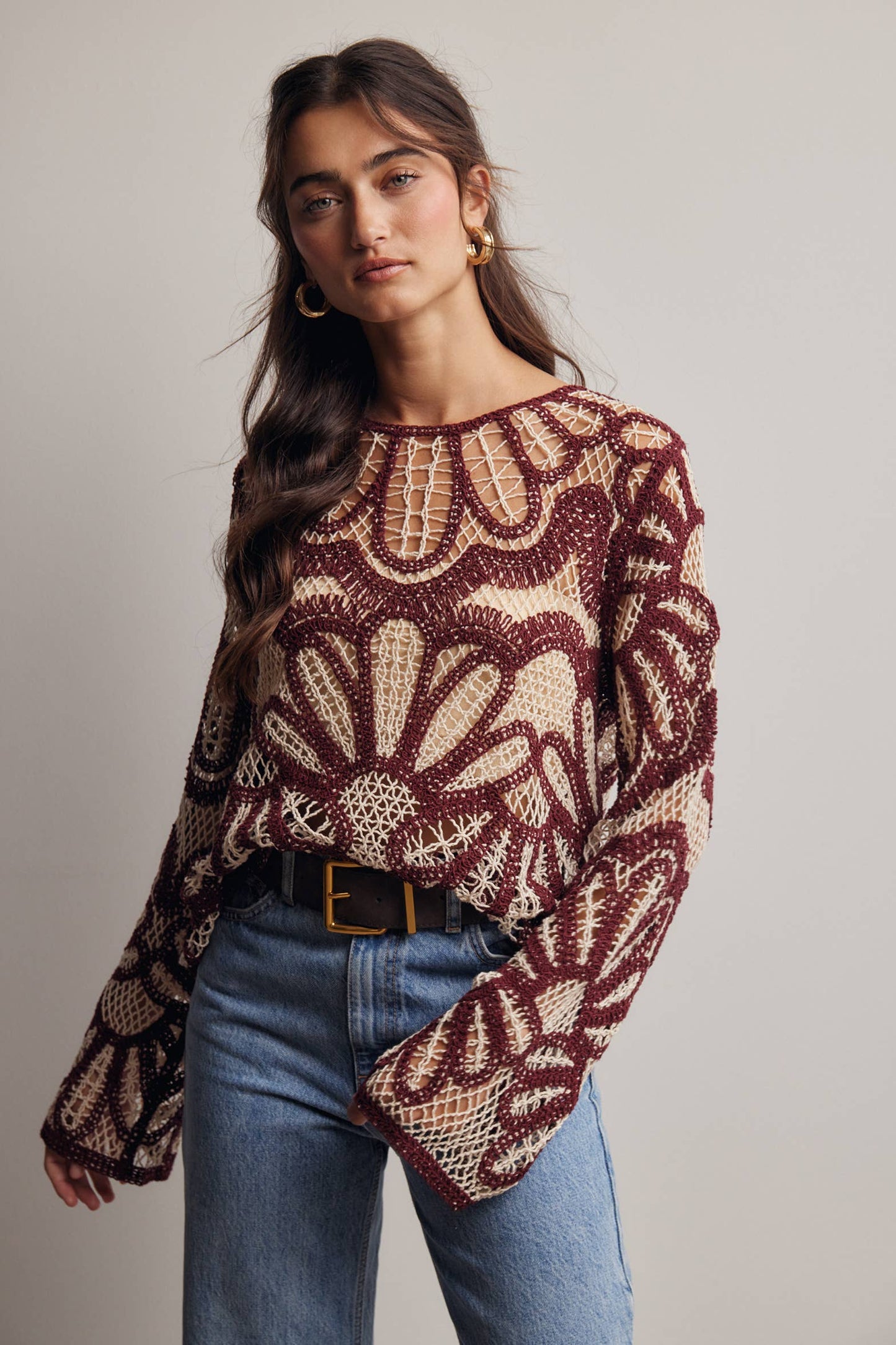 Crochet Floral Pattern Sweater