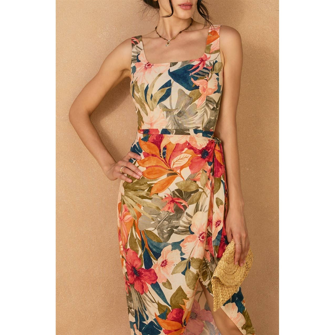 Countryside Bird Tulip Hem Midi Wrap Dress