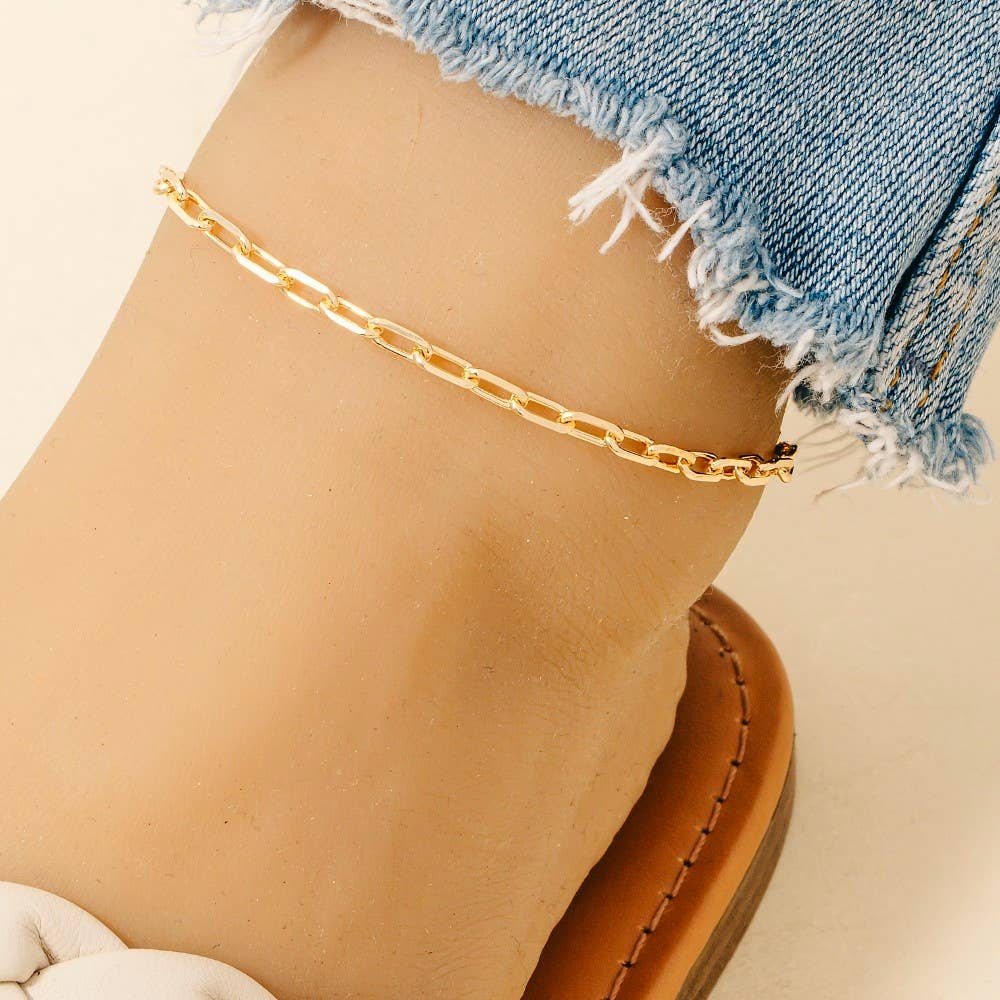 Rectangle Chain Link Anklets