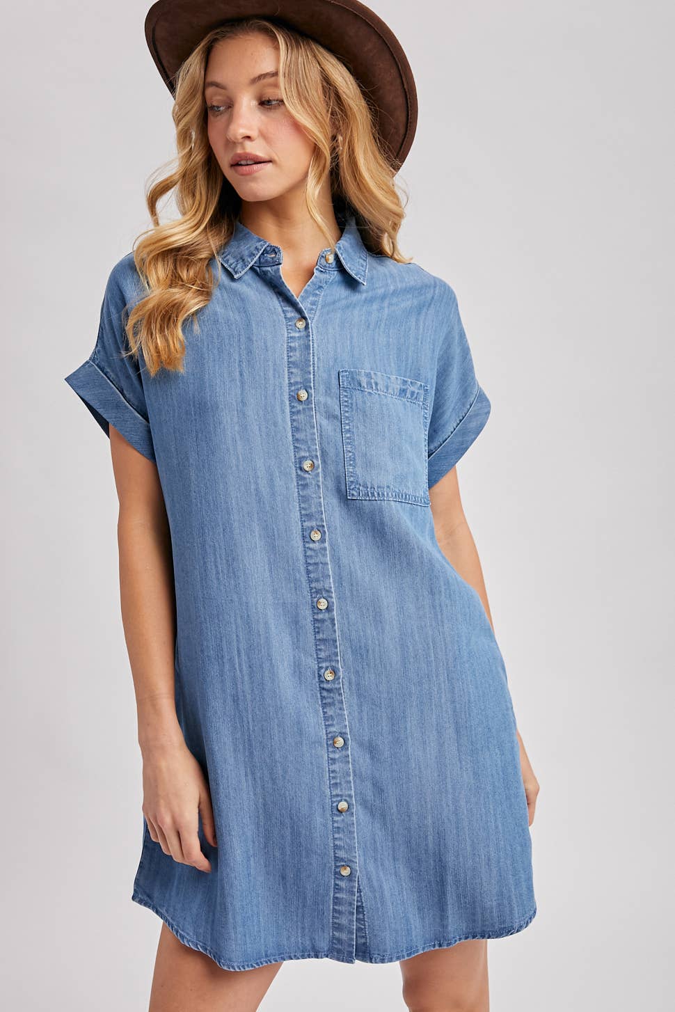 denim button down dress