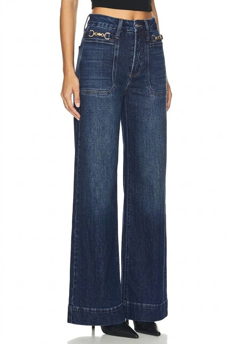 HIGH RISE TUMMY CONTROL METAL CHAIN PERFECT PALAZZO JEAN