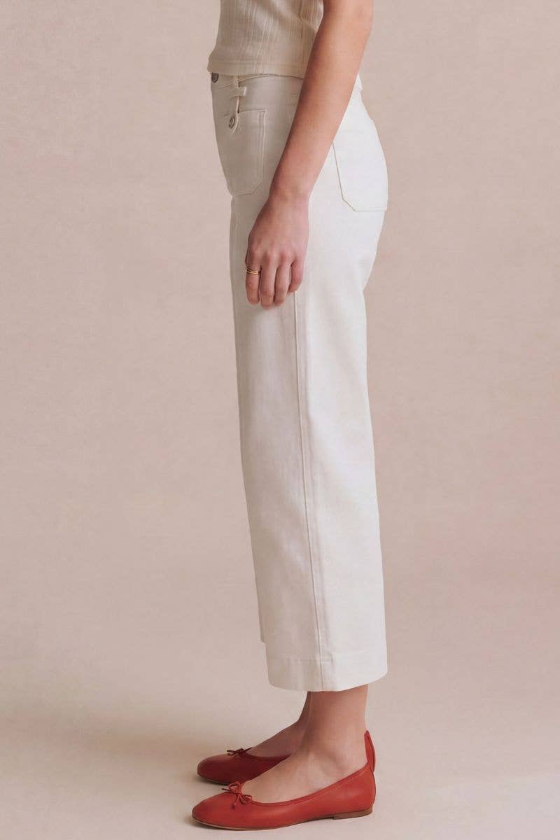 TUMMY CONTROL HIGH RISE  WHITE CROP PALAZZO JEANS