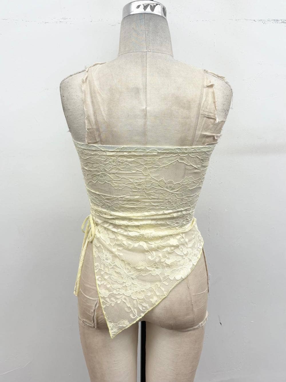 Lace Asymmetrical Strapless Top