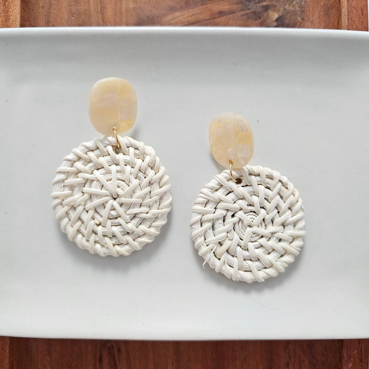 Dominica Earrings - Light Rattan