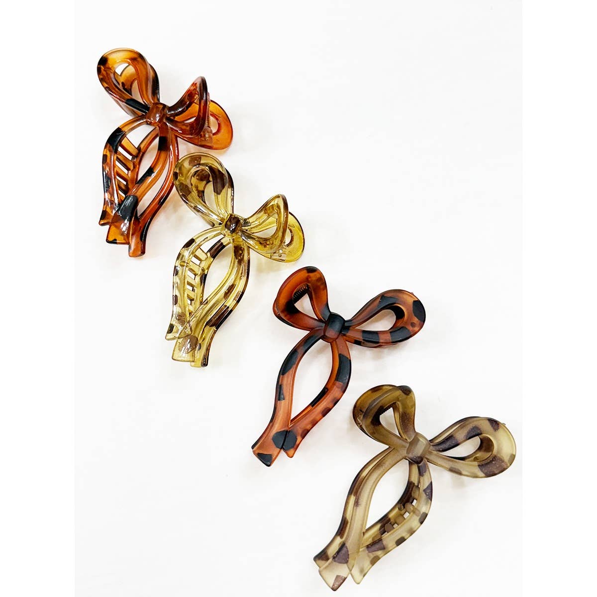 Matte and Glossy Leopard Bow Hair Clips