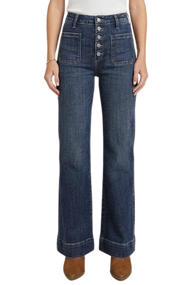 HIGH RISE TUMMY CONTROL PATCH POCKET HOLLY FLARE JEANS