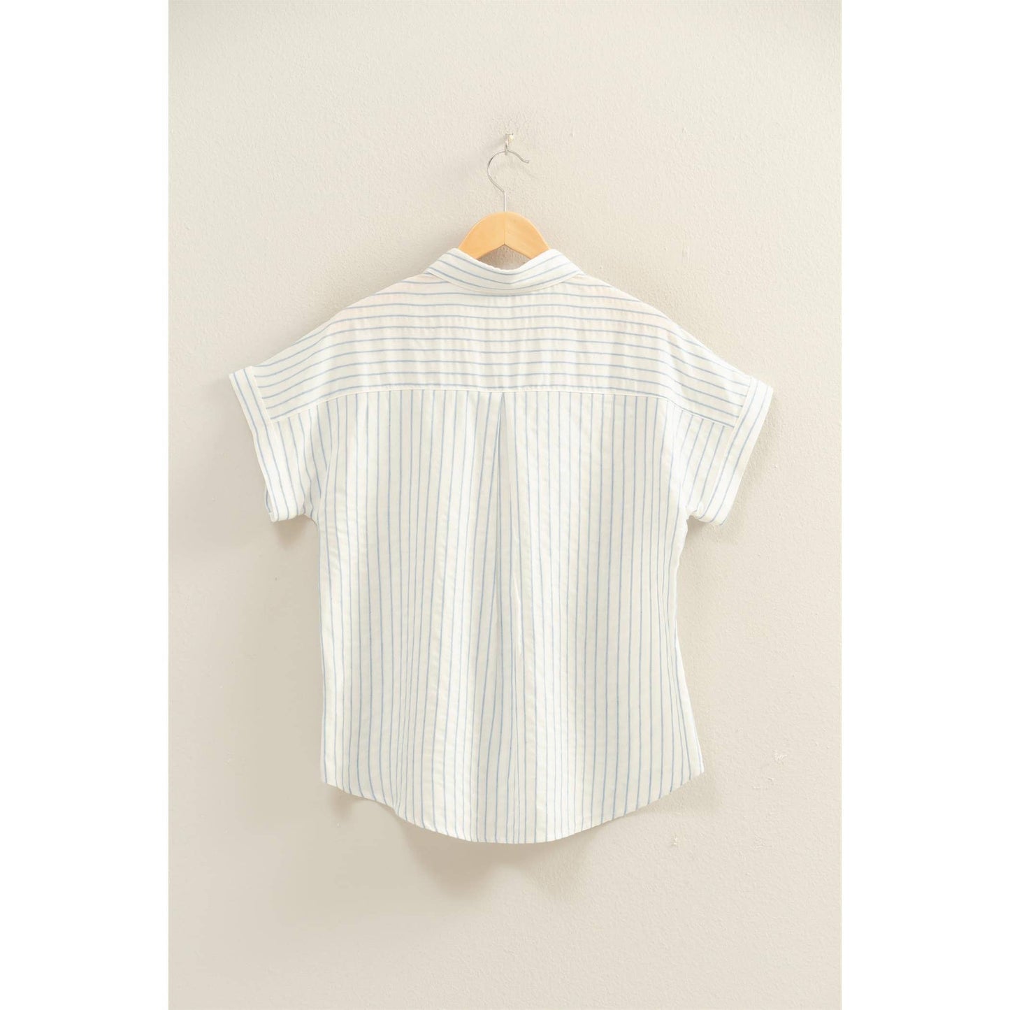 Striped Button-Up Dolman Sleeve Shirt