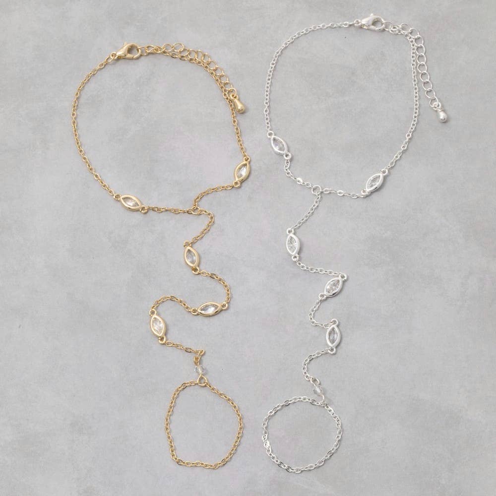 Cz Marquise Hand Chain Bracelet