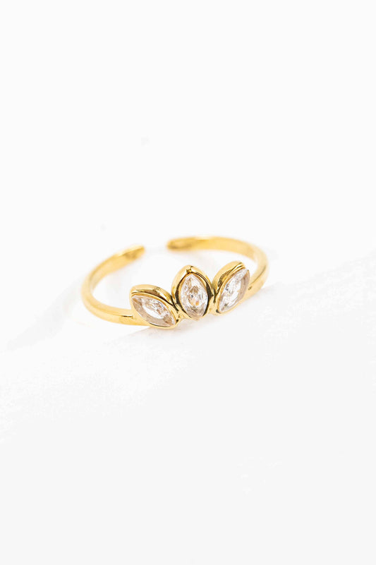 Slanted Marquise Adjustable Ring