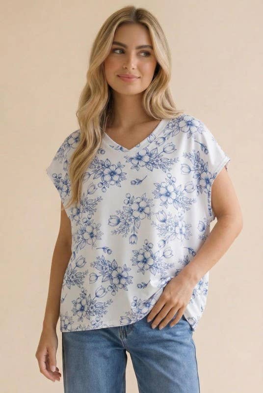 Tulip Floral Print Knit Top