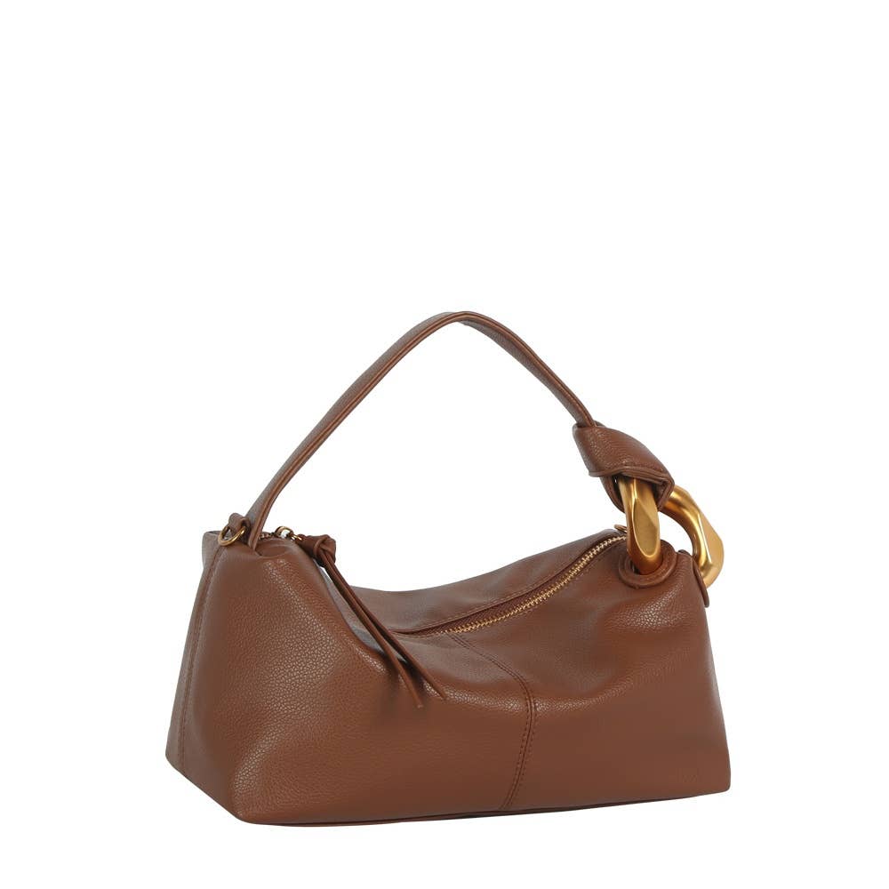 Chunky Link Handle Hobo Baguette Bag