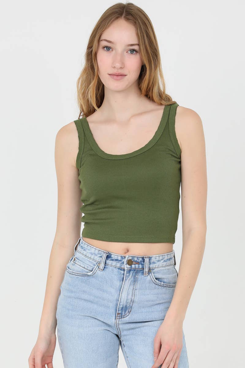 X2CA5-ASIS RIB KNIT SCOOP NECK TANK