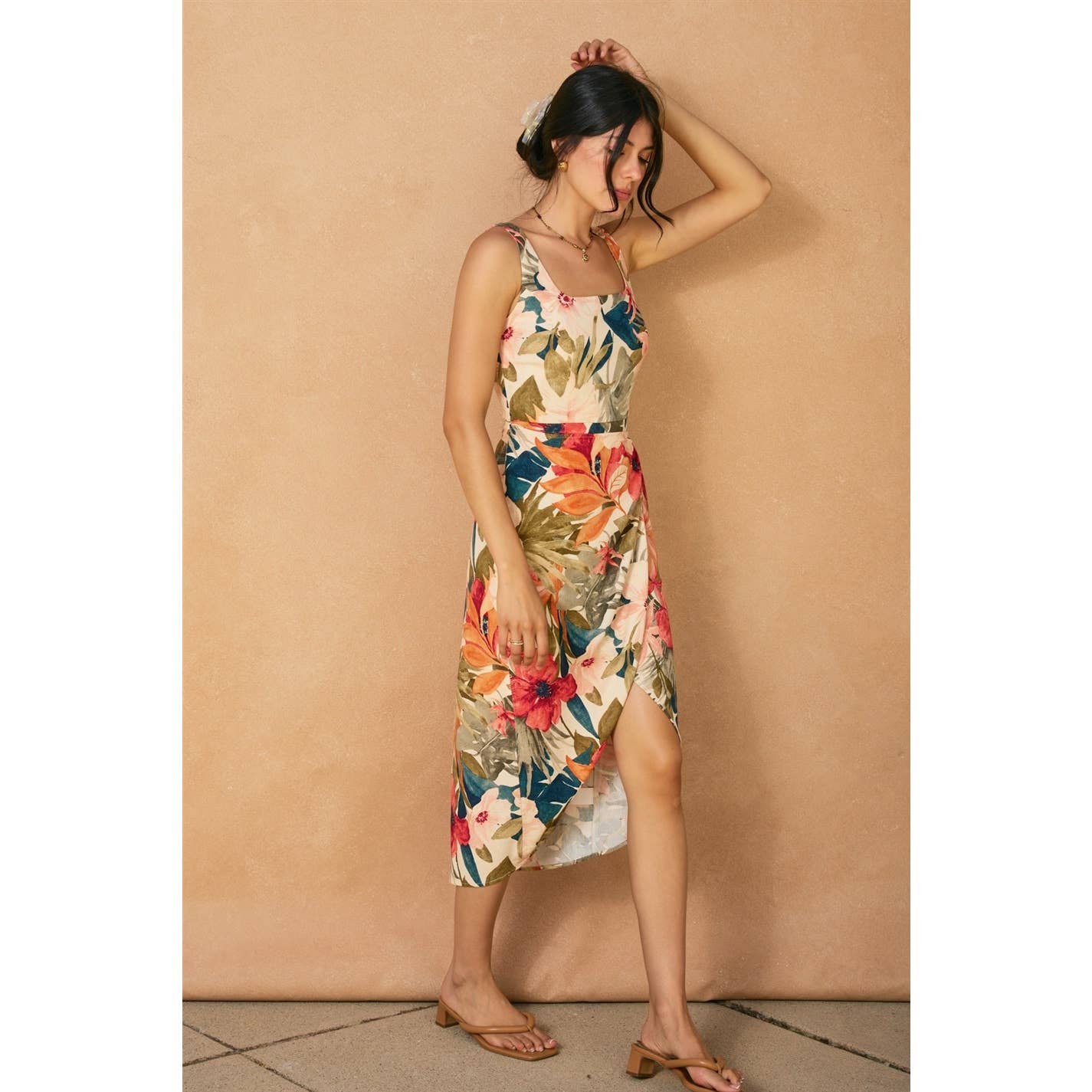 Countryside Bird Tulip Hem Midi Wrap Dress