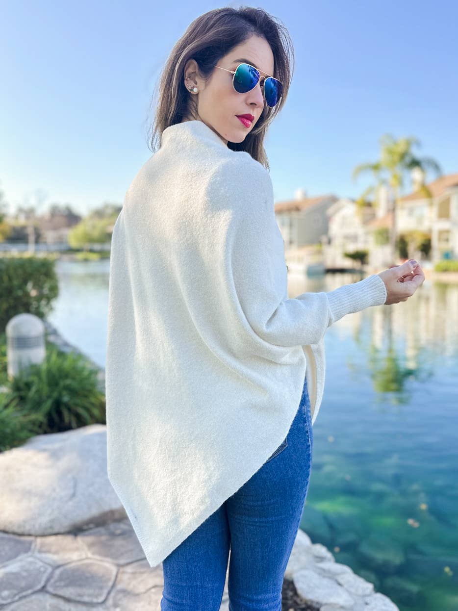 Lurex Knit Dolman Poncho Top