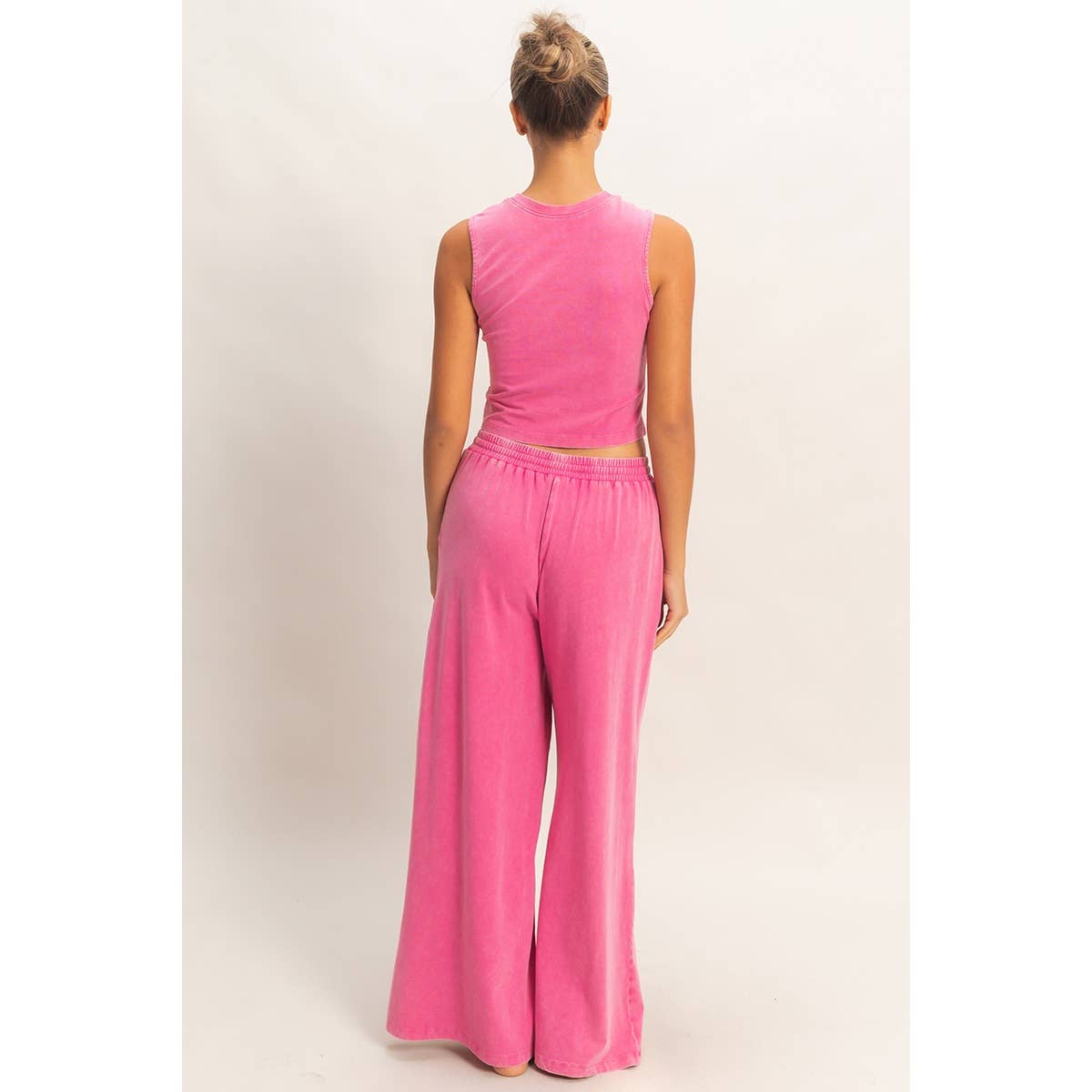 Mineral Washed Sleeveless Top & Wide Leg Pants Set