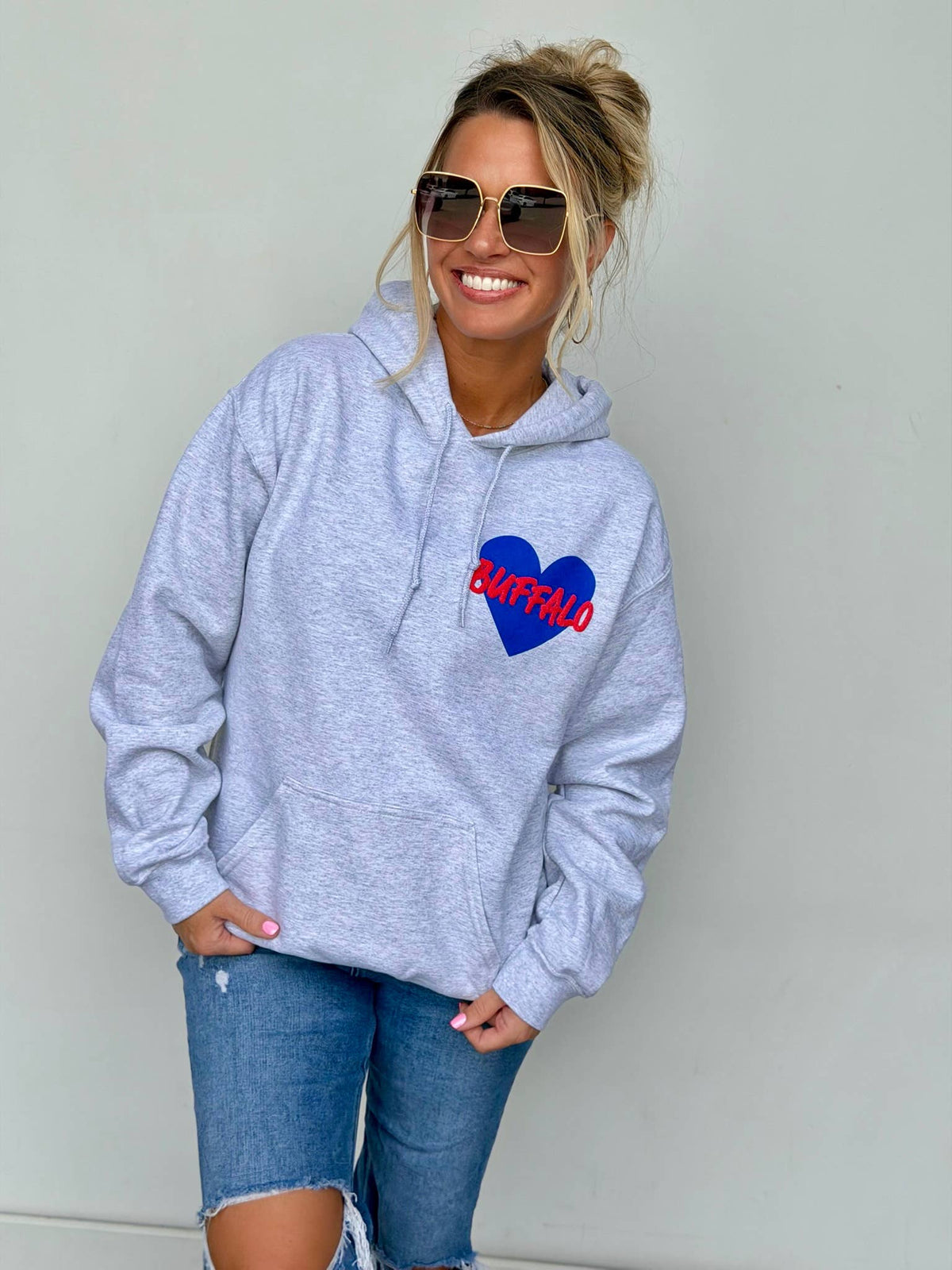 Buffalo Heart Puff Print Hoodie