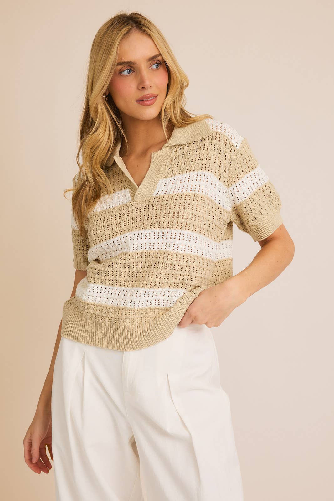 Latte knit top