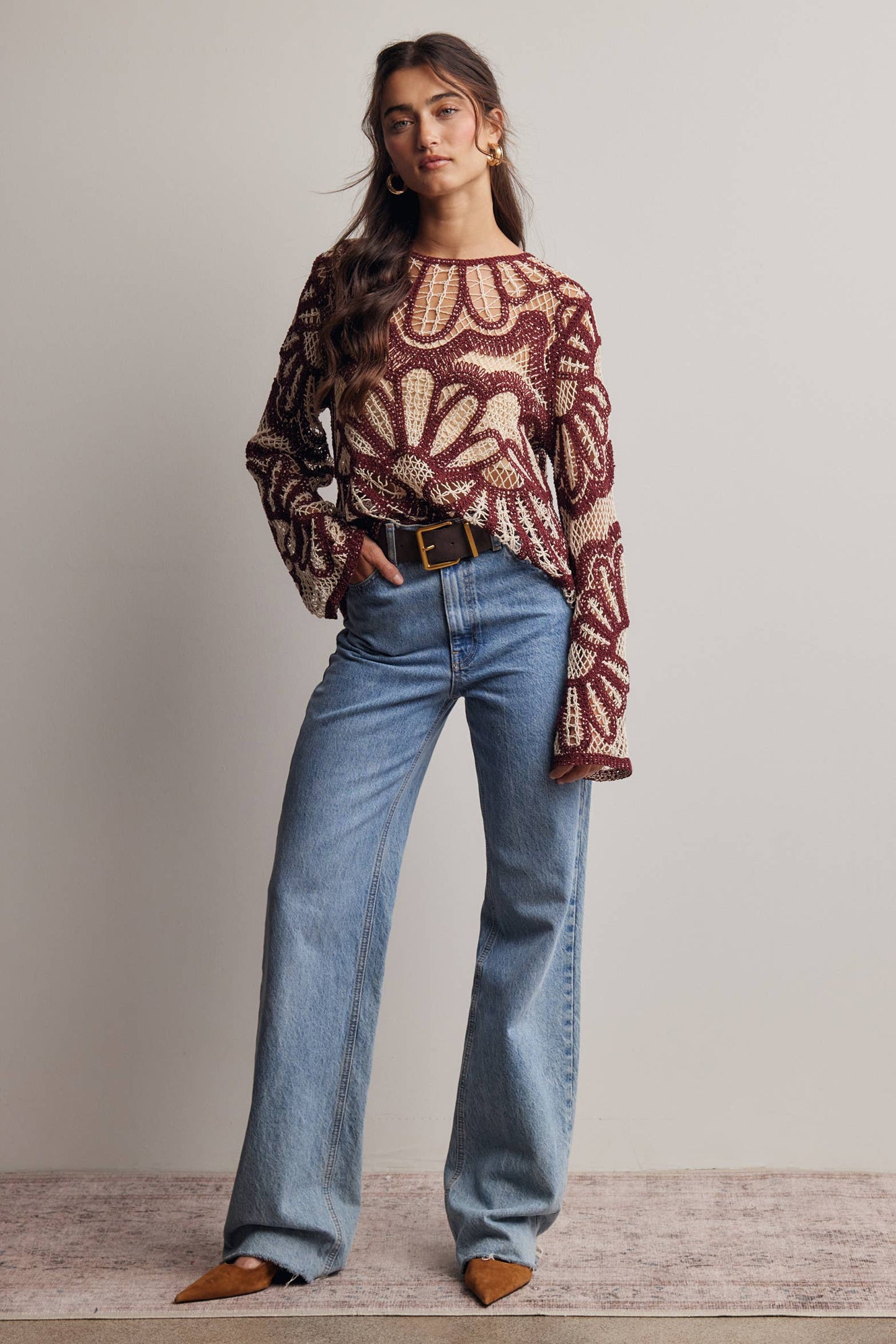 Crochet Floral Pattern Sweater
