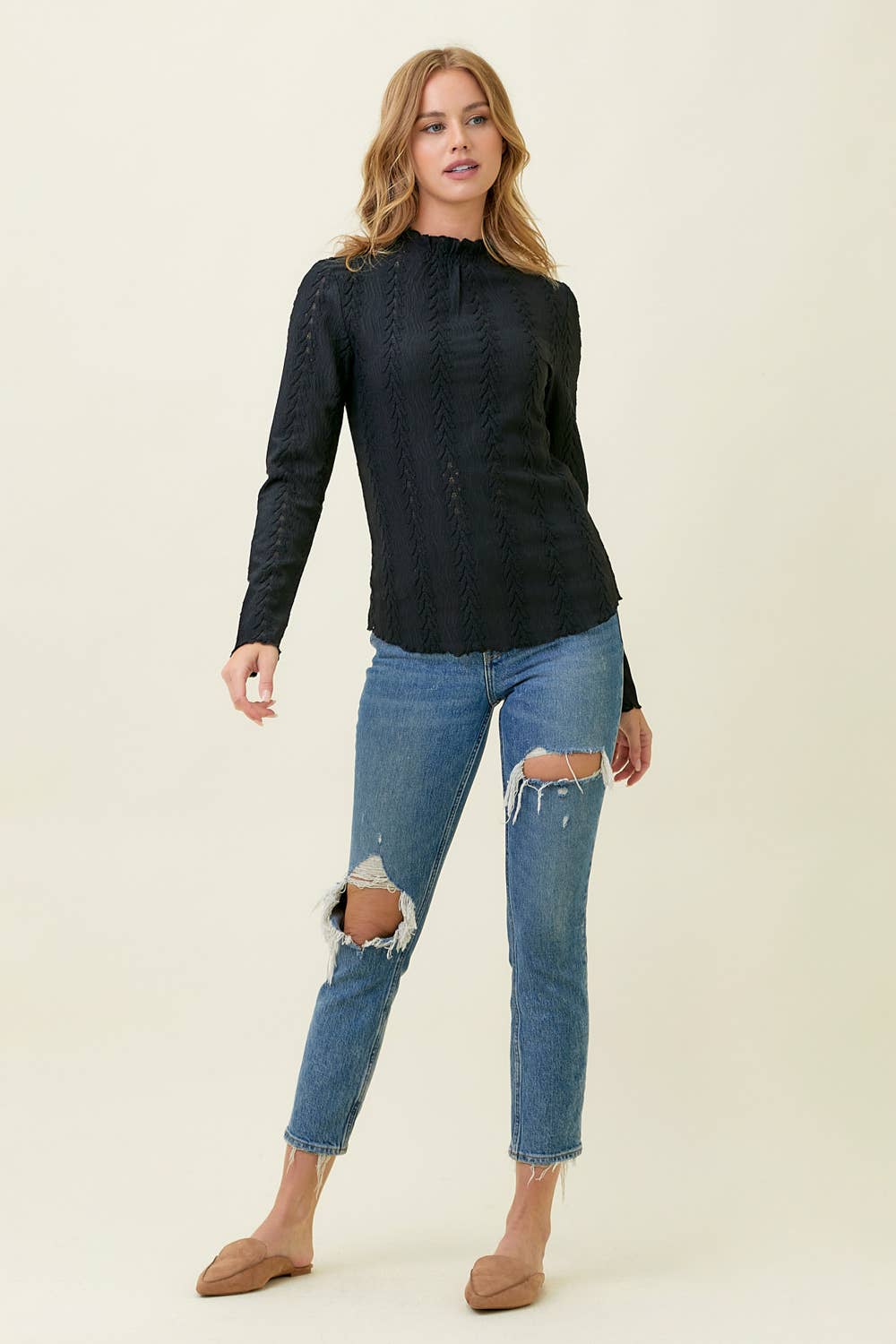 Lettuce Edge Textured Top