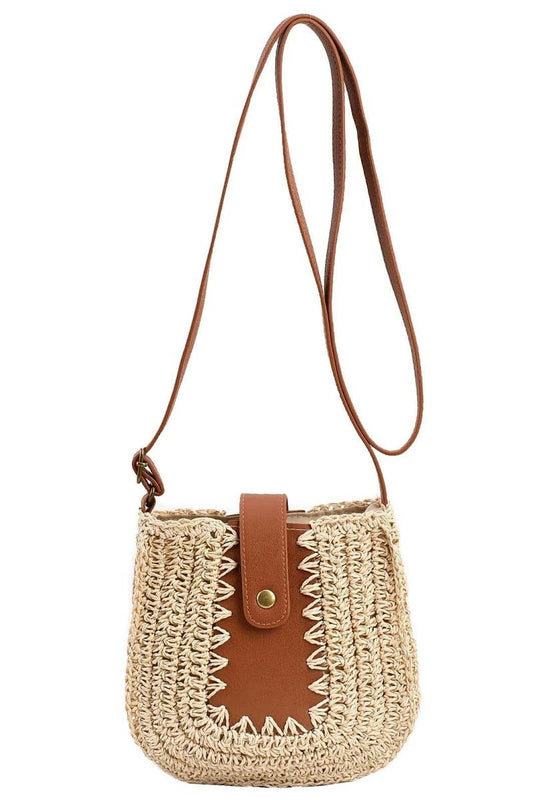 Crochet Rattan Wicker Crossbody Messenger Bag