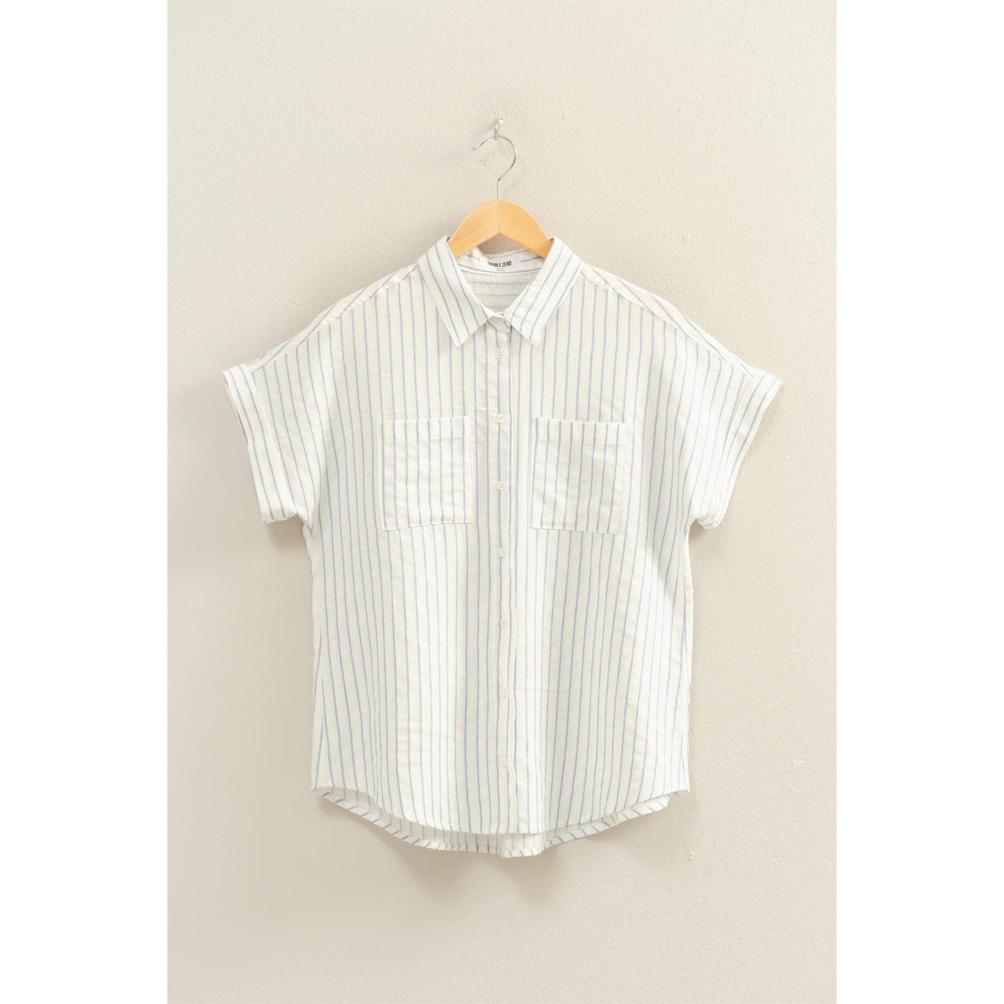 Striped Button-Up Dolman Sleeve Shirt