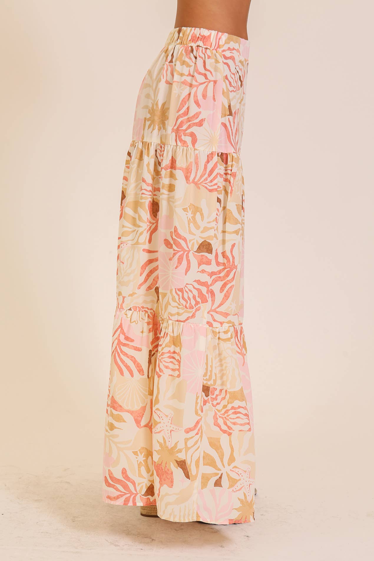 Tropical Print Tiered Maxi Skirt