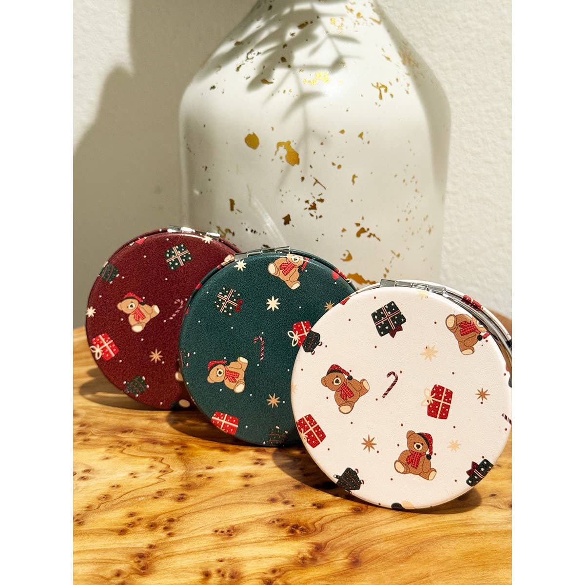 Christmas Santa Bear  Cosmetic Mirror