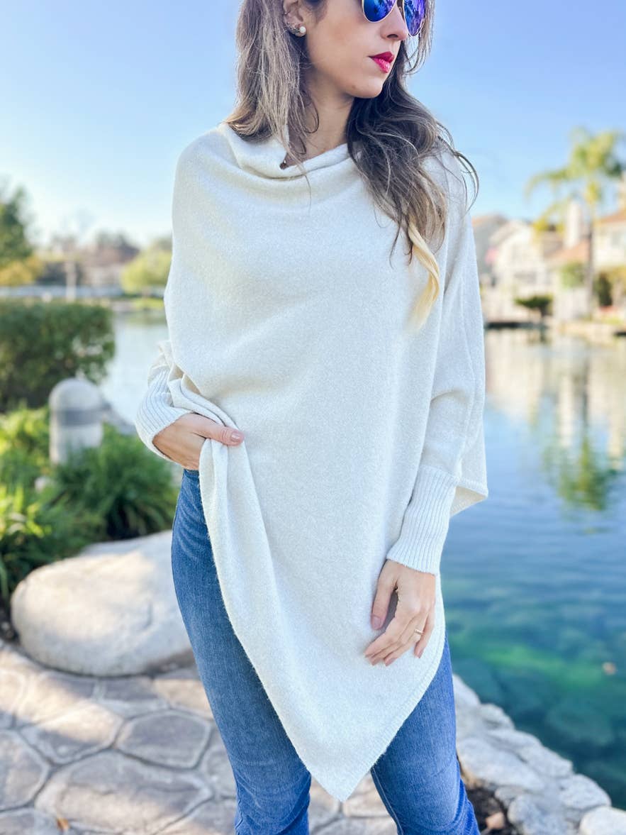 Lurex Knit Dolman Poncho Top