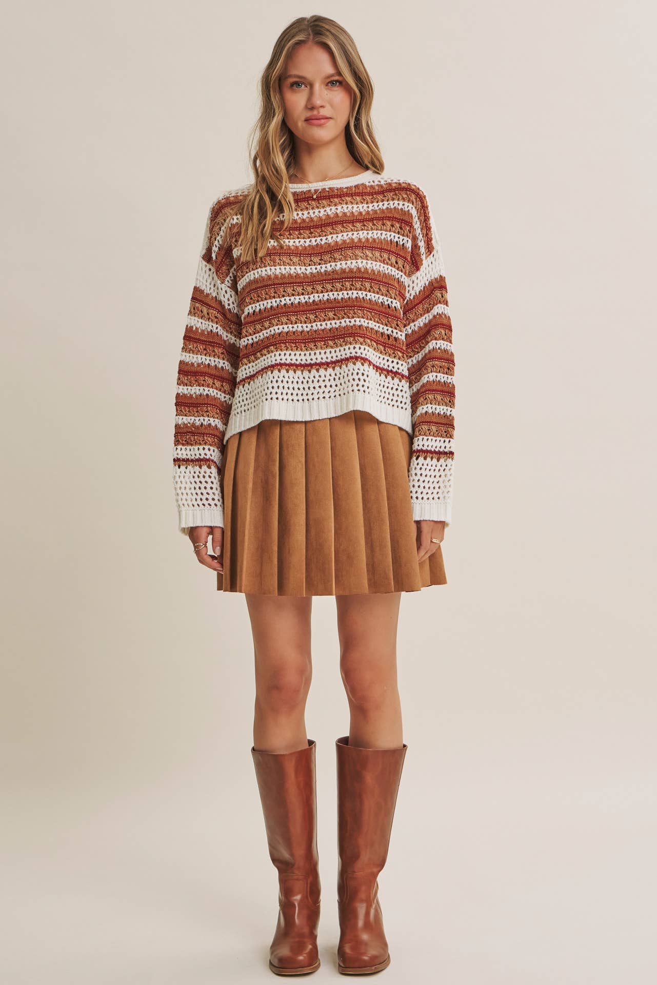 SUNSET DRIVE RELAXED FIT AIRY OPEN-KNIT CROCHET SWEATER
