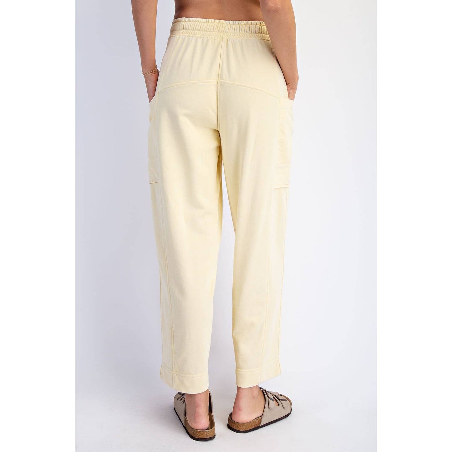 MINERAL WASHED FRENCH TERRY CROPPED CARGO PANT