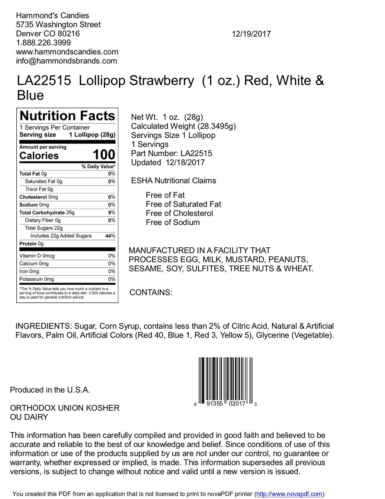 Handmade Lollipop - Strawberry - 1 oz