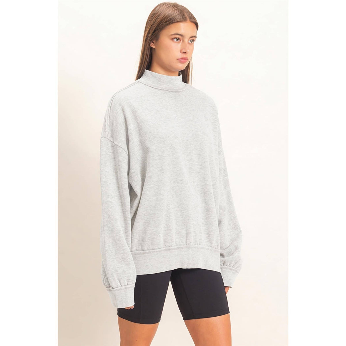Acid Washed Mock Neck Sweatshirt