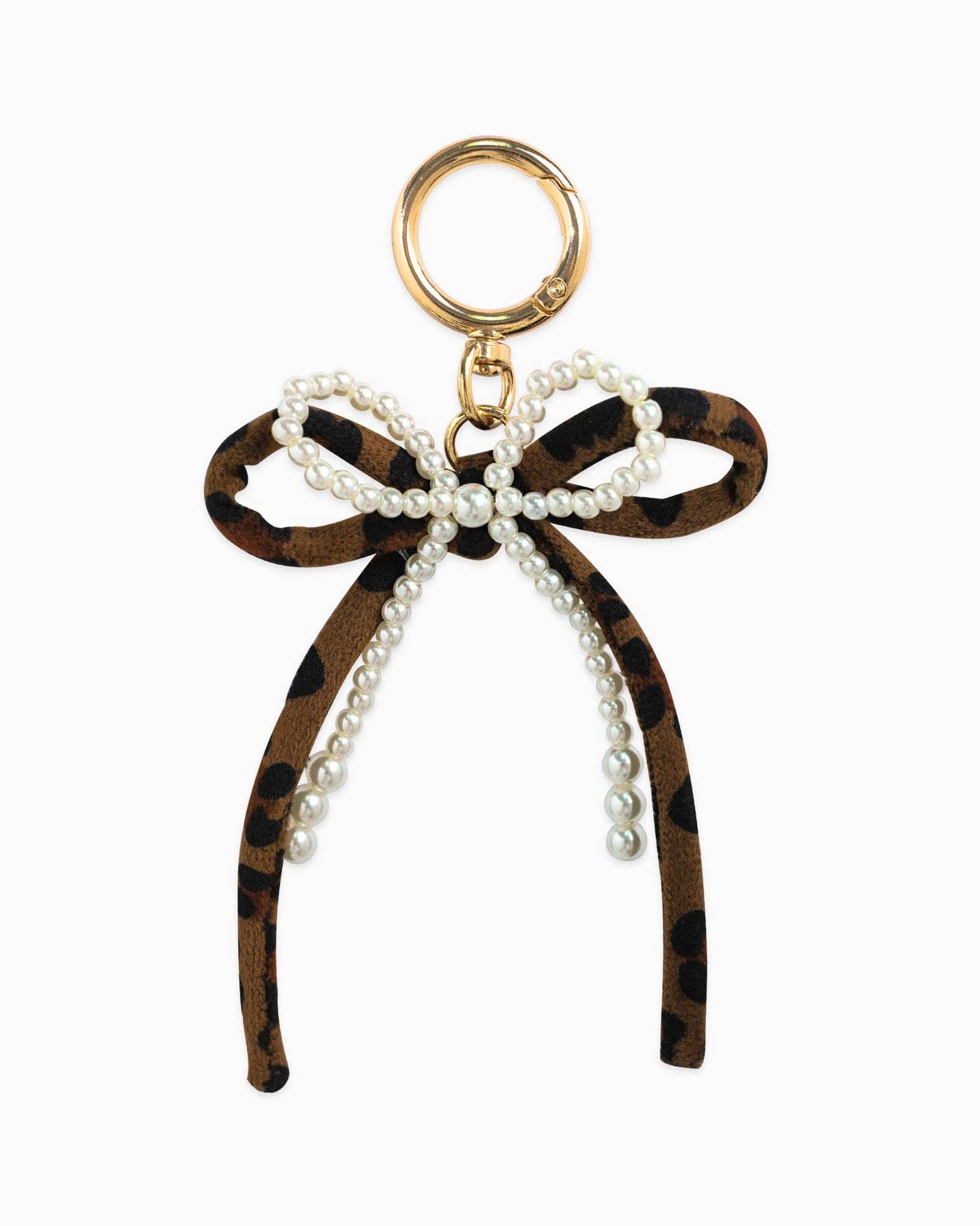 Leopard Pearl Bow Bag Charm