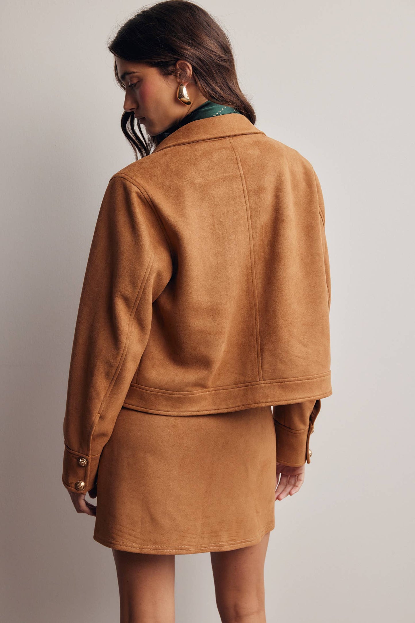 Lined Stretch Suede Utility Jacket FJ0014
