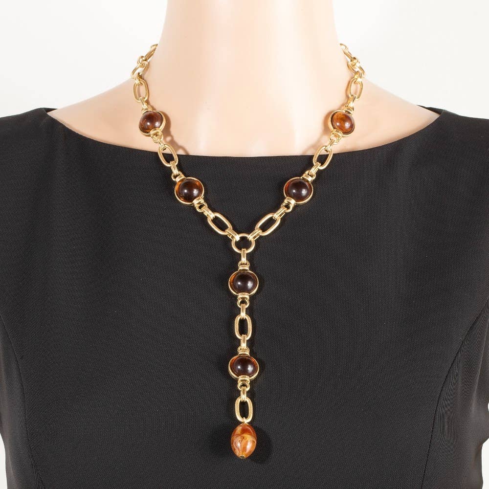 Dome Station Studs Oval Chain Necklace Set