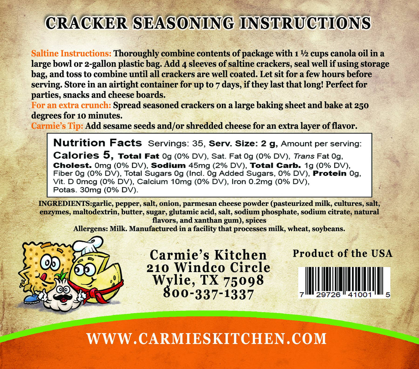 Garlic Parmesan Cracker Seasoning