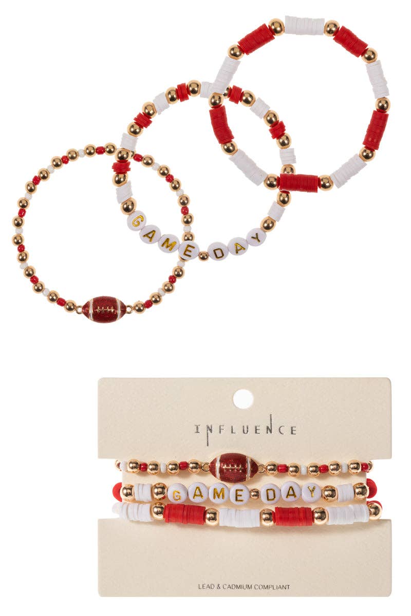 Football Enamel Game day Beaded Stretch Bracelet