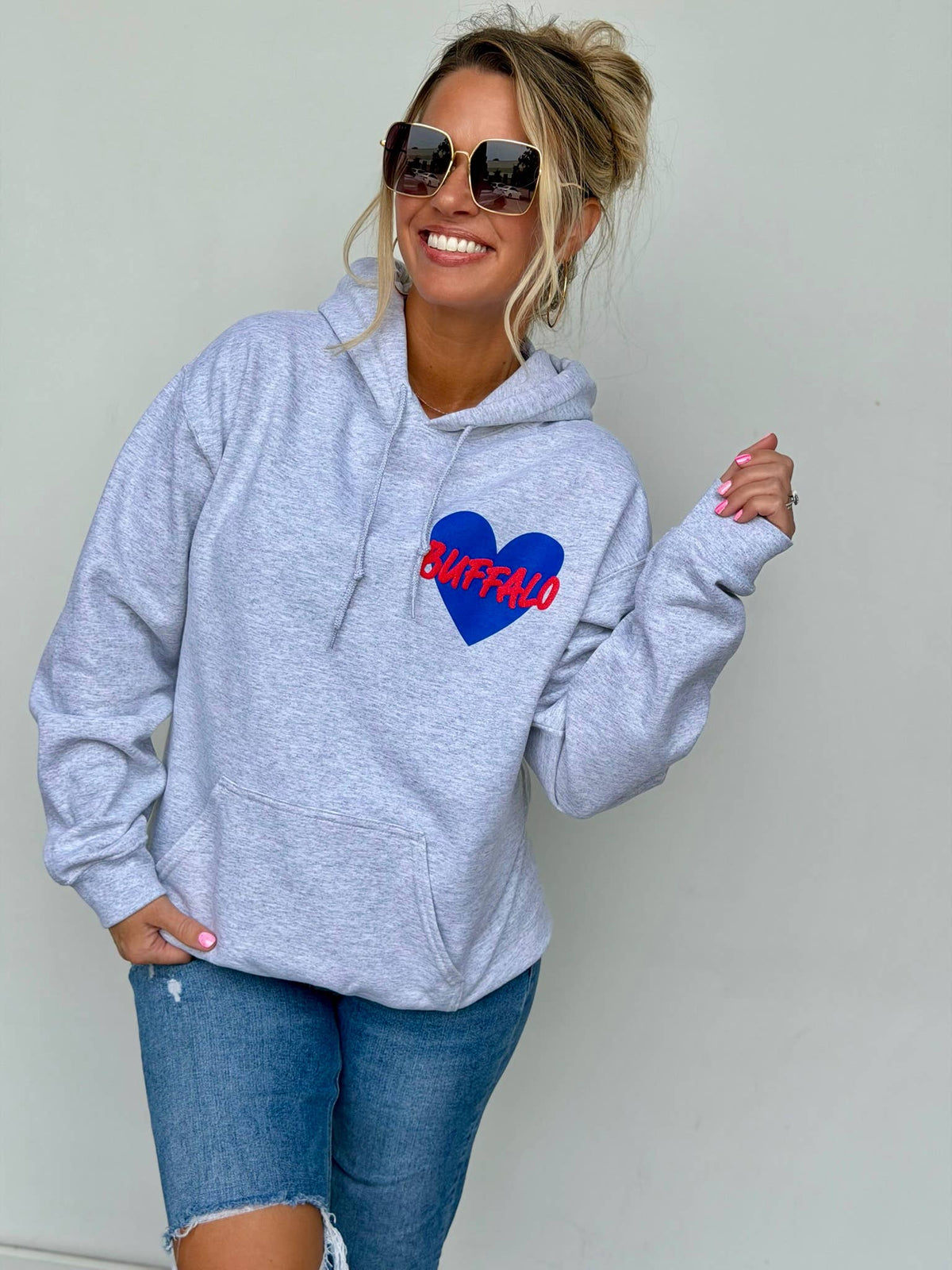 Buffalo Heart Puff Print Hoodie