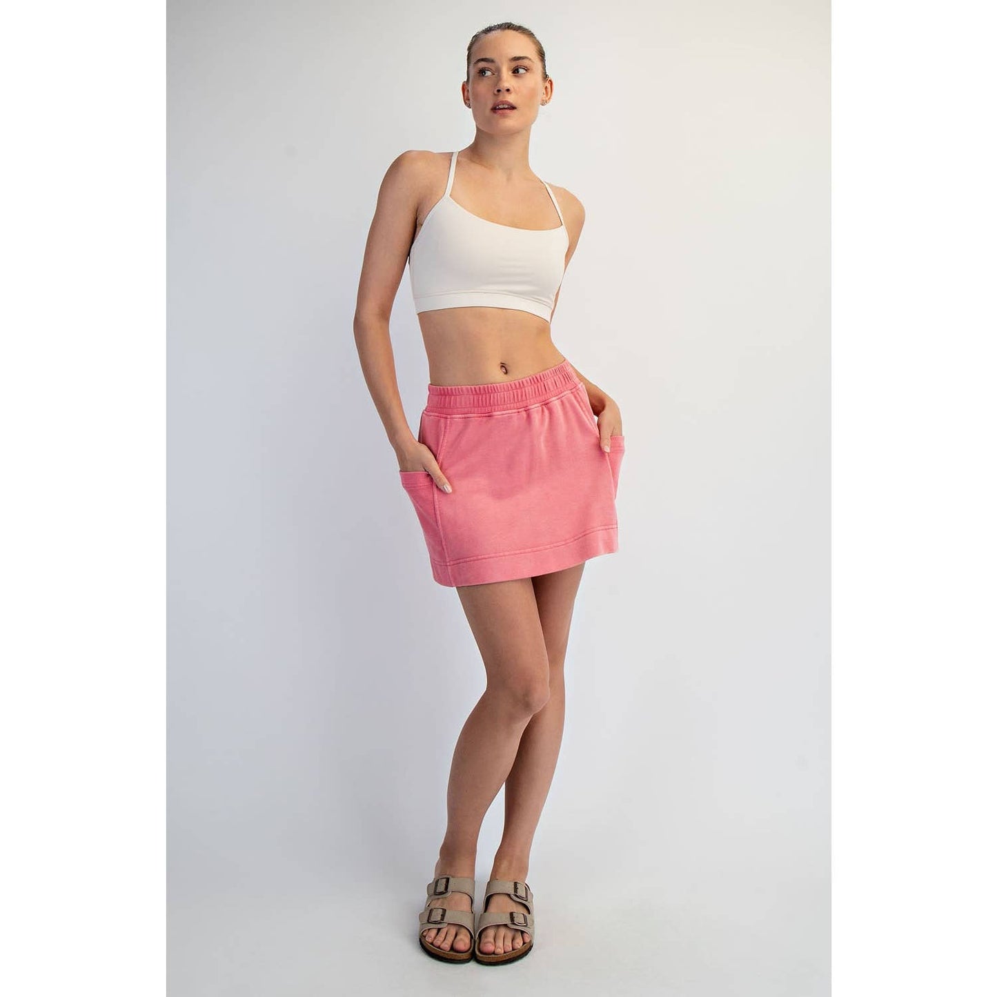 MINERAL WASHED SIDE POCKET SKORT