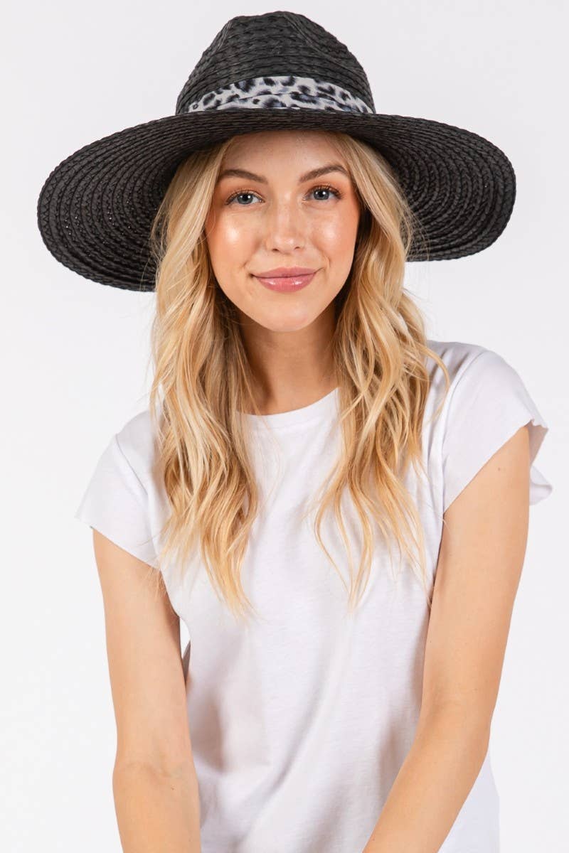 Leopard Band Straw Sun Hat