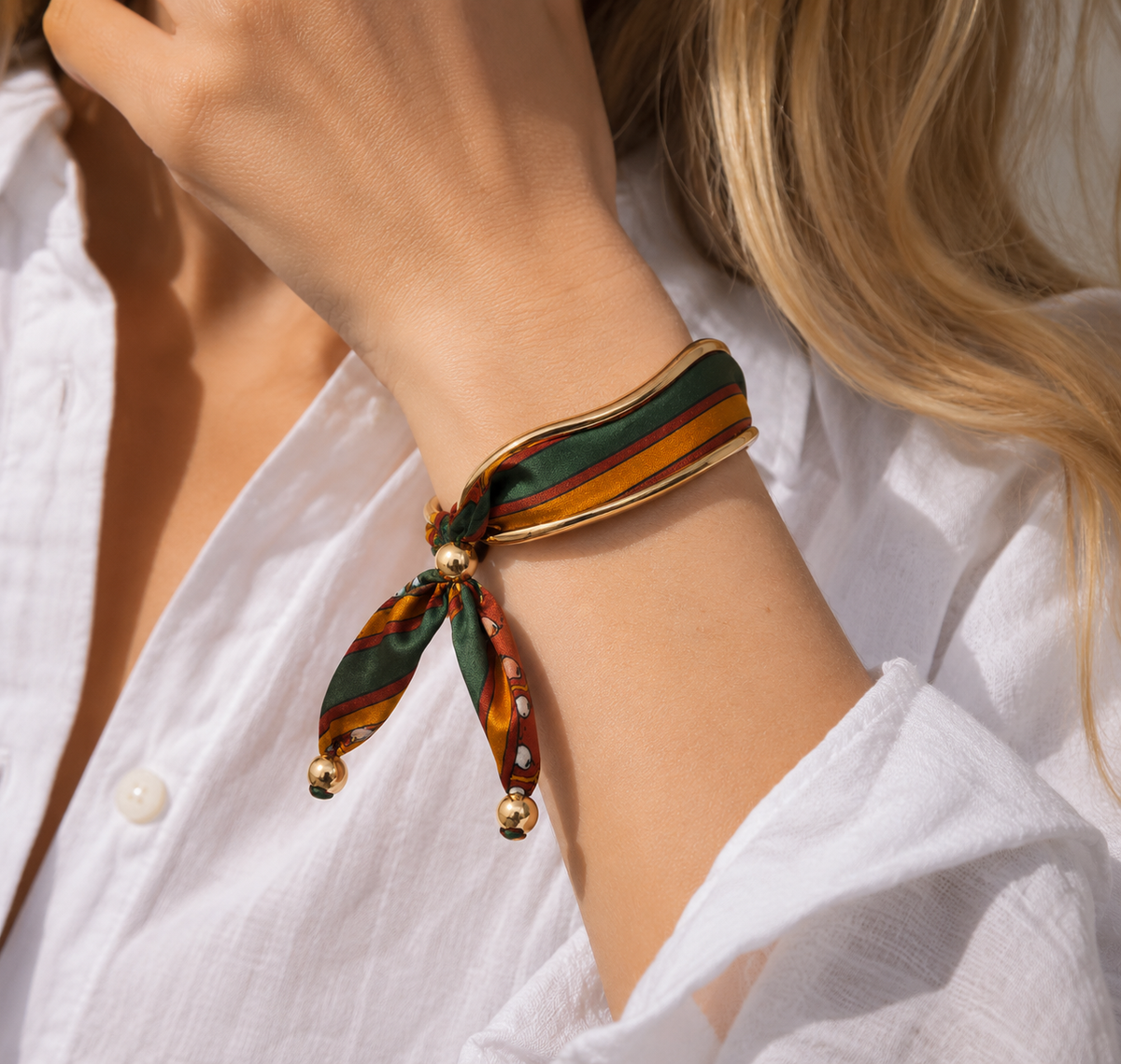 Silk Scarf Pull-Tie Cuff Bracelet