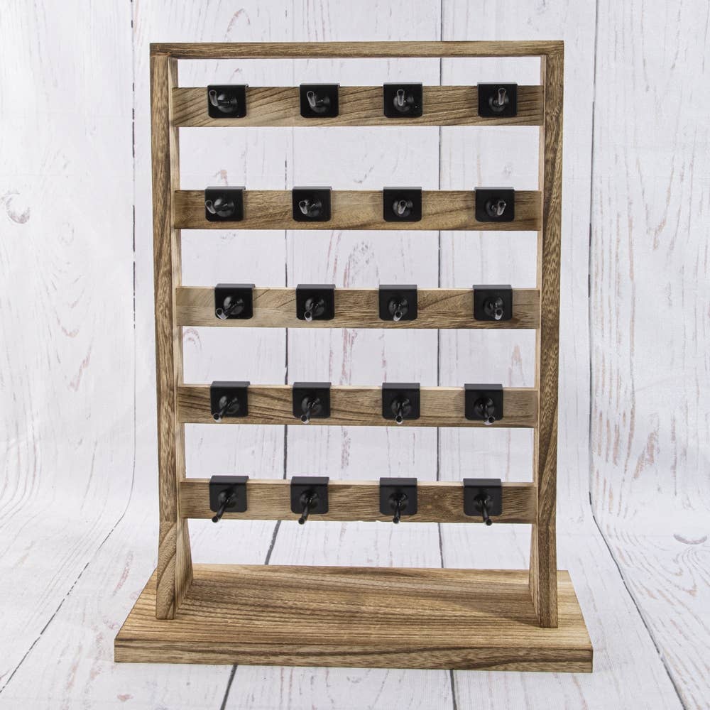 Wood Jewelry Card Display Stand With Twenty Hooks